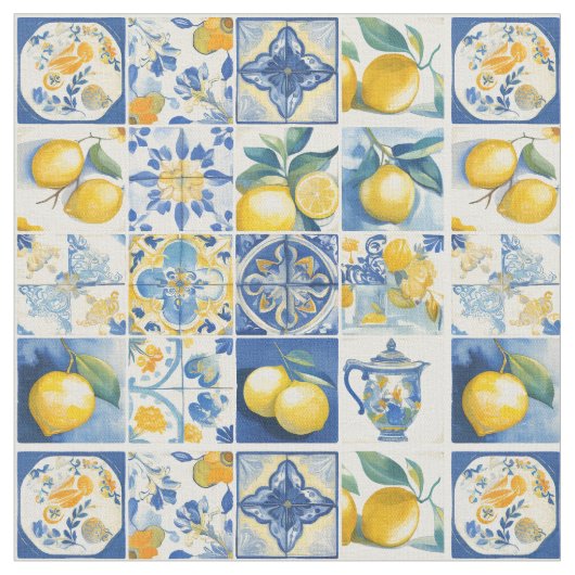 Amalfi Küste Wasserfarbe Mittelmeerlemon Stoff (Nahaufnahme)