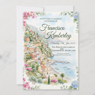 Amalfi-Küsten-Blumen-Hochzeitseinladung Einladung