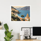Amalfi-Küsten-Dorfansicht-Poster Poster (Heimbüro)