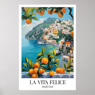 Amalfi-Küsten-Kunstposter Lebendige Zitrusfrüchte, Poster