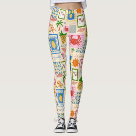 Amalfi-Küsten-Sommer-Mittelmeer-Muster  Leggings