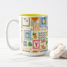 Amalfi-Küsten-Sommer-Mittelmeer-Muster  Zweifarbige Tasse