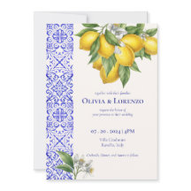 Amalfi-Küsten-Zitrone- und Blaukachel-Hochzeitsein