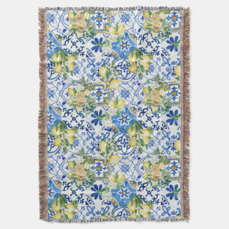 Amalfi-Küsten-Zitronen-Majolika-Muster-Wurfdecke Decke