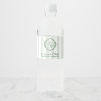 Amalfi-Küsten-Zitronen-Salbei-Streifen-Monogramm-H Wasserflaschenetikett