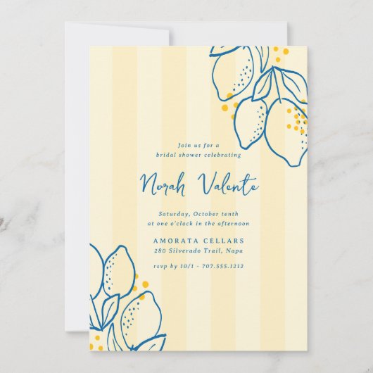 Amalfi Lemon All-in-One Handwritten Bridal Shower Einladung (Vorderseite)
