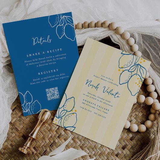 Amalfi Lemon All-in-One Handwritten Bridal Shower Einladung