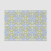 Amalfi Lemon Blue Mediterranean Tile Watercolor Seidenpapier (Vorderseite)