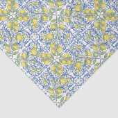 Amalfi Lemon Blue Mediterranean Tile Watercolor Seidenpapier (Ausschnitt)