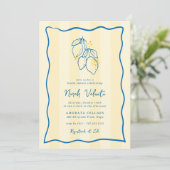 Amalfi Lemon Handwritten Bridal Shower Einladung (Stehend Vorderseite)