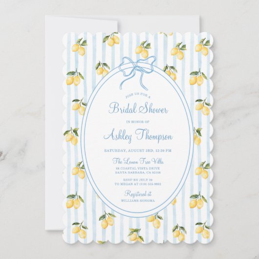 Amalfi Lemon und Bow Brautparty Einladung (Vorderseite)