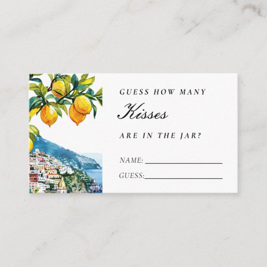Amalfi Lemon Wie viele Kisses Brautparty Begleitkarte (Vorderseite)