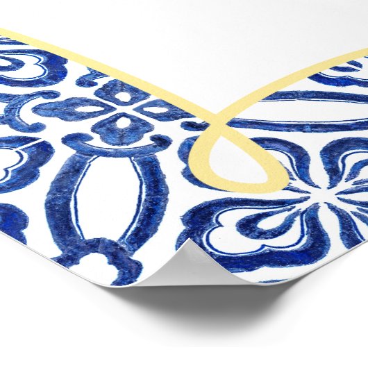 Amalfi Lemons Blue Tile Main Squeeze Brautparty Poster (Ecke)