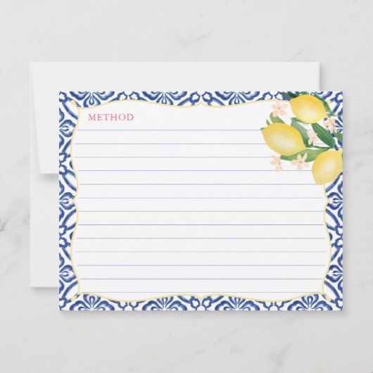 Amalfi Lemons Blue Tiles Recicard Einladung (Rückseite)