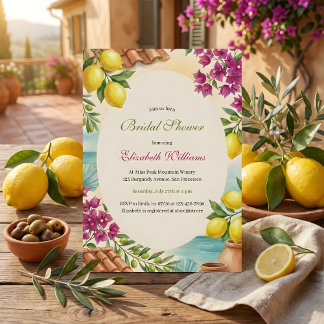 Amalfi Lemons Coastal Italian Summer Bridal Shower Einladung