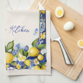 Amalfi Lemons Mediterranes Blau und Gelb Zitrone Geschirrtuch (Viertel Falte)