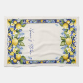Amalfi Lemons Mediterranes Blau und Gelb Zitrone Geschirrtuch (Horizontal)