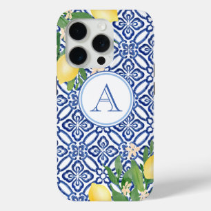 Amalfi Lemons Monogram Blue White Case-Mate iPhone Hülle