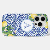 Amalfi Lemons Monogram Blue White Case-Mate iPhone Hülle (Rückseite (Horizontal))