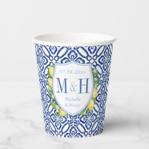 Amalfi Lemons Polterabend Paare Monogramm Pappbecher