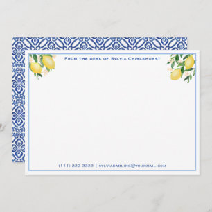Amalfi Lemons Vintag Blue Tile Dusche Danke Mitteilungskarte