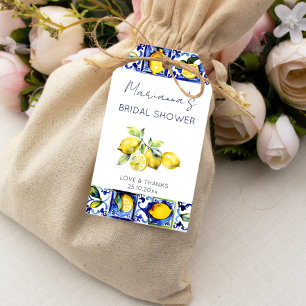 Amalfi Majolica blauen Fliesen Zitronen Brautparty Geschenkanhänger