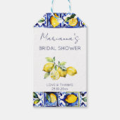 Amalfi Majolica blue tiles lemons bridal shower Geschenkanhänger (Vorderseite)
