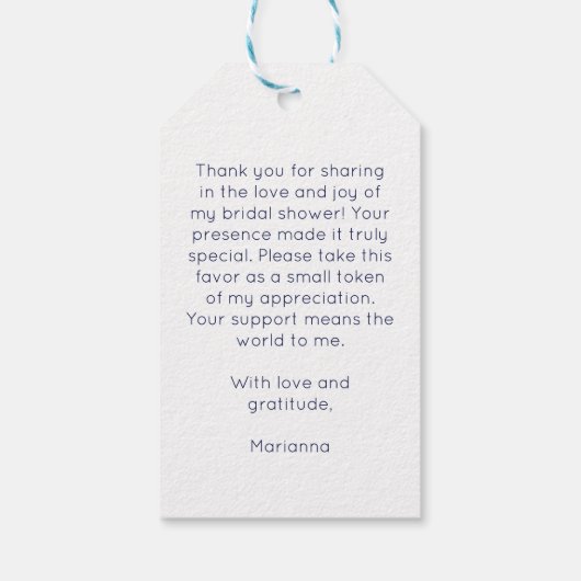 Amalfi Majolica blue tiles lemons bridal shower Geschenkanhänger (Rückseite)