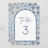 Amalfi Mediterrane blauer Tile Tischnummer (Vorne/Hinten)