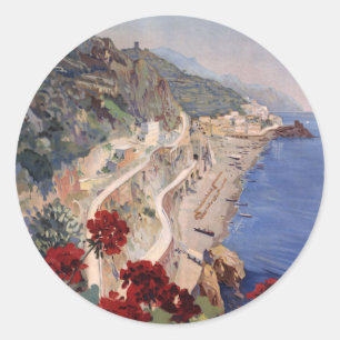 Amalfi Neapel Italien Vintage Italienisches Reisep Runder Aufkleber