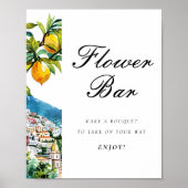 Amalfi Positano Blume Bar Brautparty Zeichen Poster (Vorne)