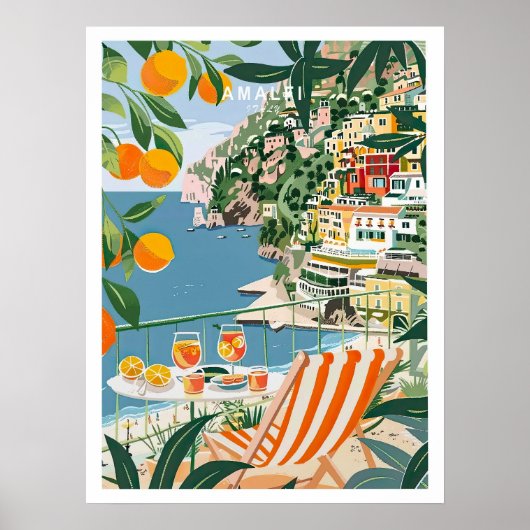 Amalfi Reisen Print, Italien Amalfi Küste Mauer Ku Poster (Vorne)