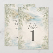 Amalfi Reverie Mediterranean Coastal Table Number Einladung (Vorne/Hinten)