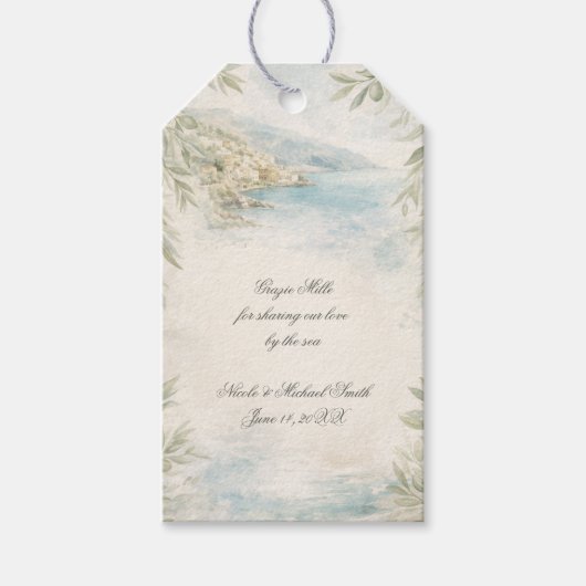Amalfi Reverie — Mediterranean Coastal Wedding Geschenkanhänger (Vorderseite)