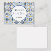 Amalfi Tile Blau Gelbes Brautparty Mitteilungskarte (Vorne/Hinten)