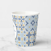 Amalfi Tile Blau Gelbes Brautparty Pappbecher (Links)