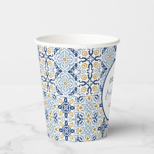 Amalfi Tile Blau Gelbes Brautparty Pappbecher (Rechts)