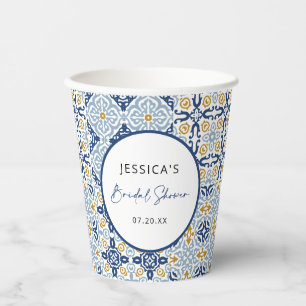 Amalfi Tile Blau Gelbes Brautparty Pappbecher