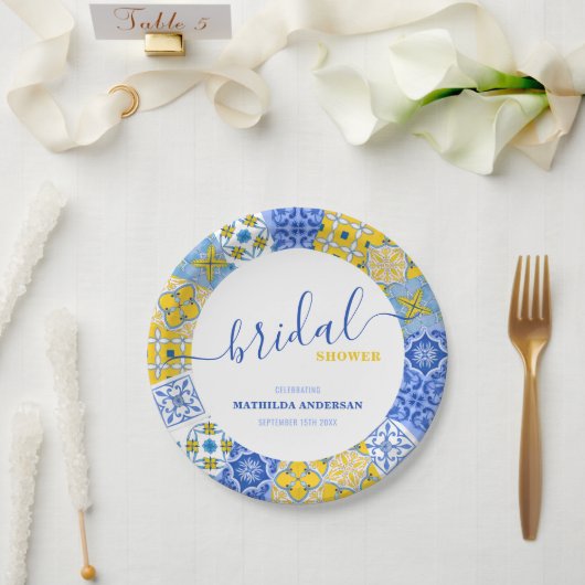 Amalfi Tile Braut-Shower-Brunch Sekt Pappteller (Hochzeit)