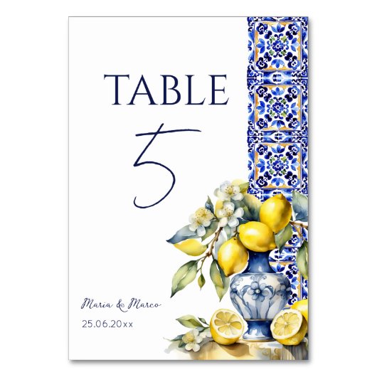 Amalfi Tischnummern (Vorderseite)