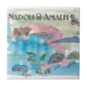 Amalfi und Neapel Italien Vintage-Reiseposter Fliese