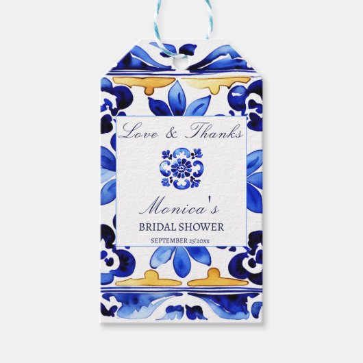 Amalfi Vietri Fliesen Italienisches Brautparty bev Geschenkanhänger (Vorderseite)