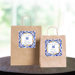 Amalfi Vietri Fliesen Italienisches Brautparty bev Quadratischer Aufkleber