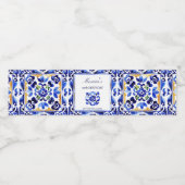 Amalfi Vietri Italienische blaue Fliesen Geburtsta Wasserflaschenetikett (Einzelnes Label)