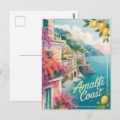 Amalfi Wasserfarbe Postkarte (Vorne/Hinten)