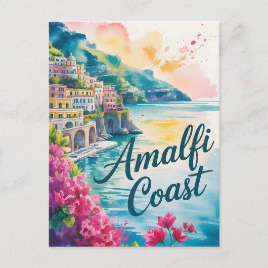 Amalfi Wasserfarbe Postkarte (Vorderseite)