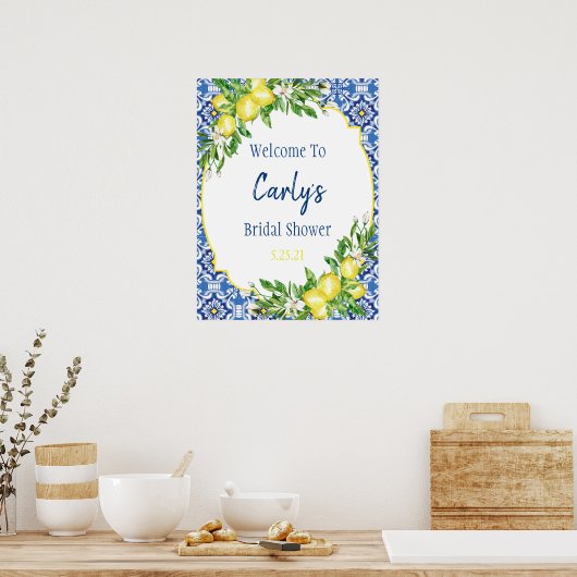 Amalfi Watercolor Lemon Dusche Empfang Poster (Küche)