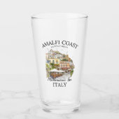 Amalfi Watercolor Travel Art Print Glas (Vorderseite)