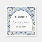 Amalfi Yellow Blue Tile Custom Brautparty Serviette (Vorderseite)
