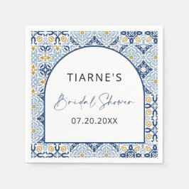 Amalfi Yellow Blue Tile Custom Brautparty Serviette